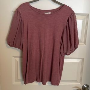 Maurices Short Sleeve Tee Shirt Blouse with Sheer Sleeves  Size 1x